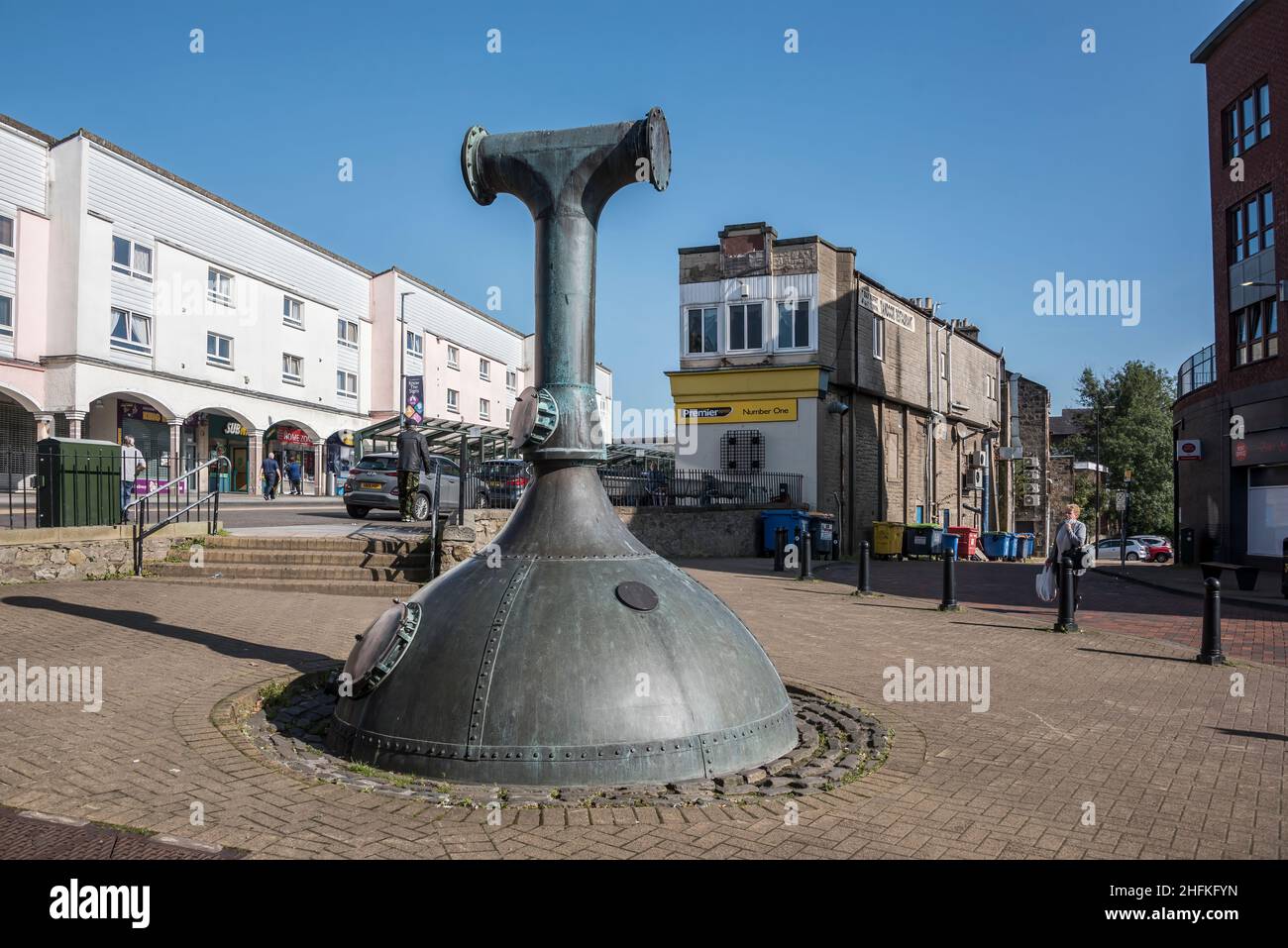 Ein genieteter Kupferkessel, der aus der Maclay's Brewery in Alloa Scotland geborgen wurde. Stockfoto