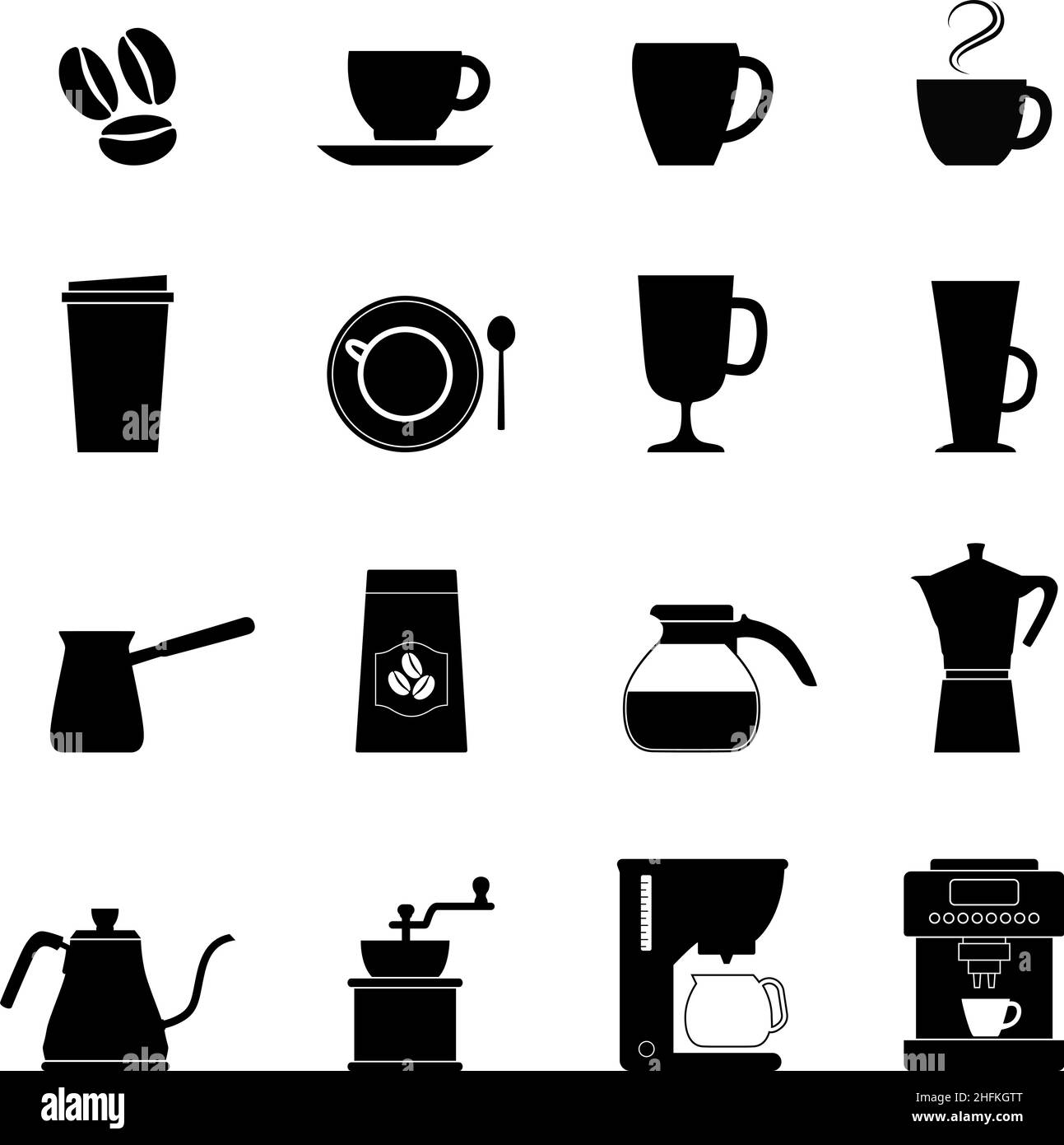 Satz von Kaffeesymbolen, Vektorgrafik Stock Vektor