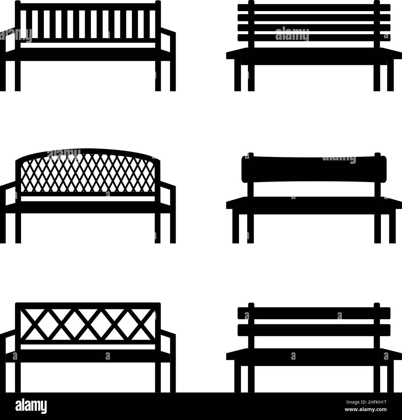 Set von Silhouetten von Bänken, Vektor-Illustration Stock Vektor