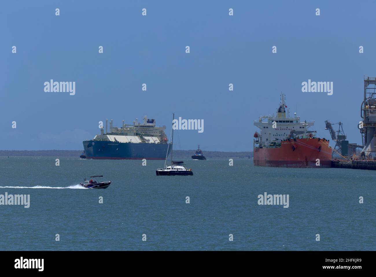 Flüssiggas (LNG) Bulk-Carrier-Schiff Maran Gas Chios Ankunft in Gladstone Queensland Australien Stockfoto