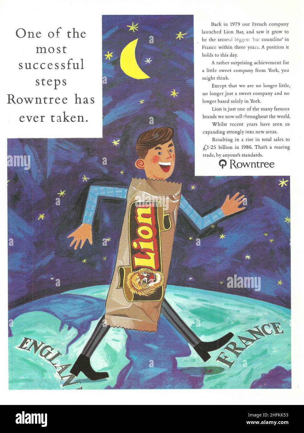 LION Bar Vintage Papier Werbung 1980s 80s Rowntree Werbung Stockfoto