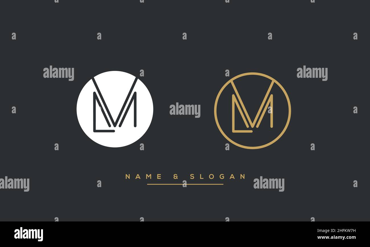 Modernes, abstraktes LM-Logo im Buchstaben. Minimale lm, ML initiale basierte Symbolvektor Stock Vektor