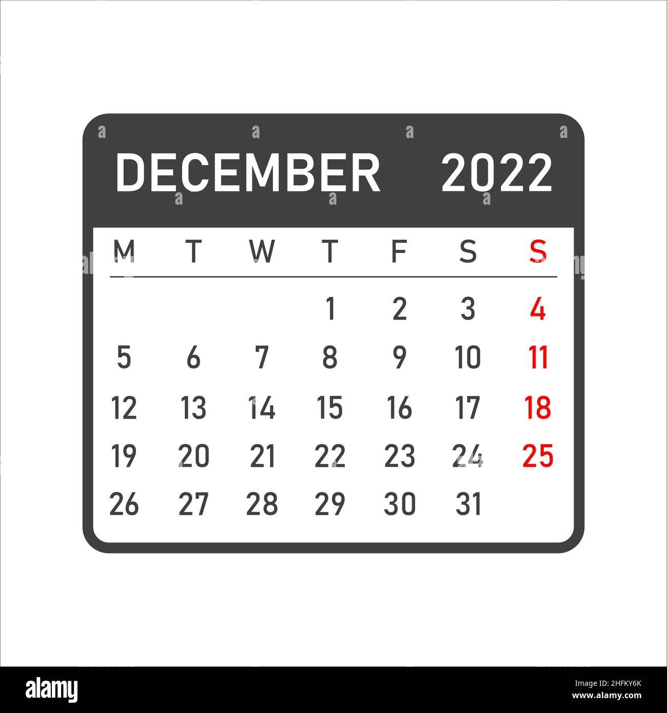 Kalendersymbol Dezember 2022. Dezember 2022. Segelflugzeug für Dezember. Zeitplanung Stock Vektor