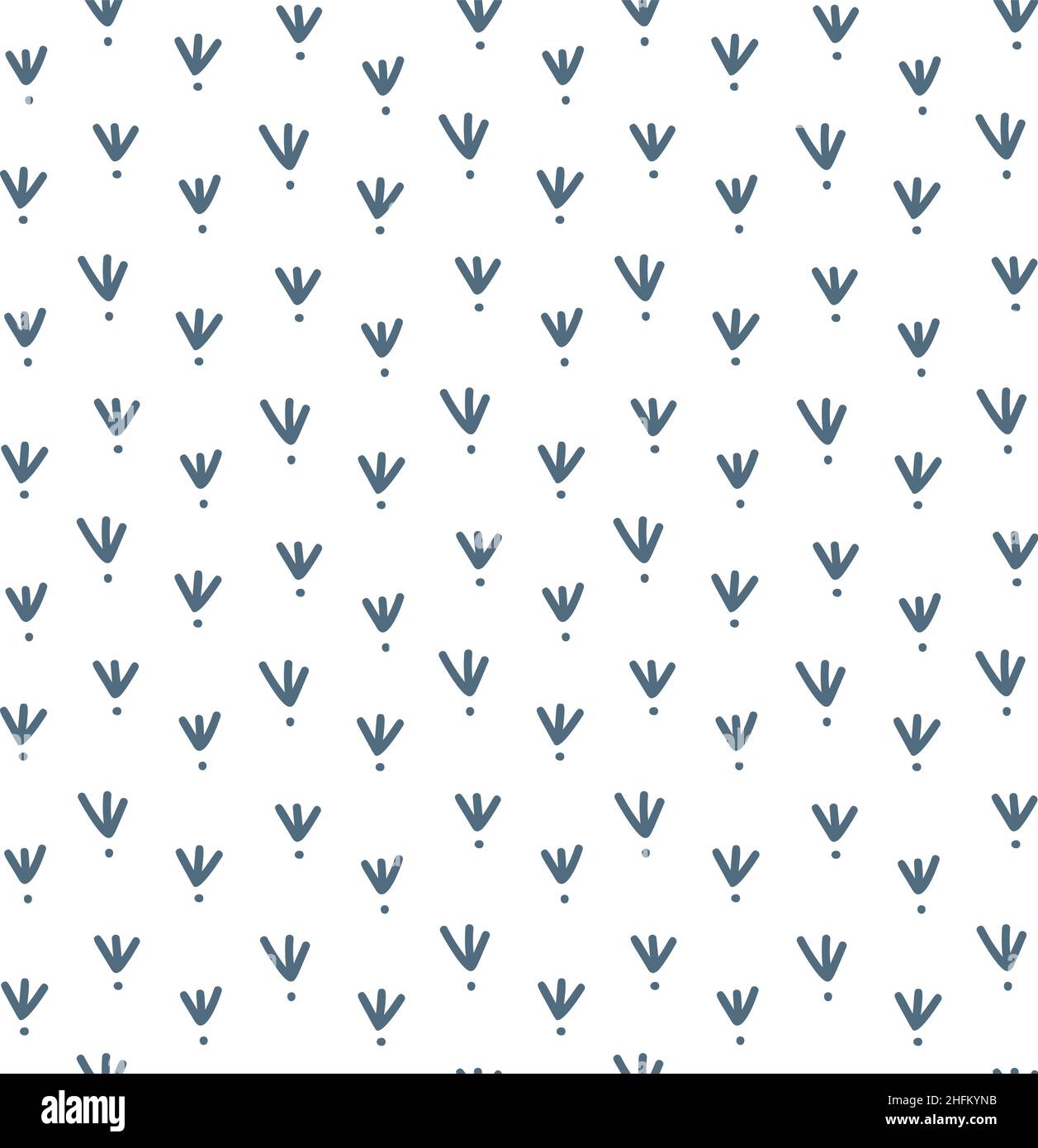 Spuren von Dinosauriern. Minimalistisches, nahtloses Muster für Babys. Hintergrund mit Pfote, Klaue Raubtier. Dinosaurier Fußabdruck Illustration perfekt für Textil Stock Vektor