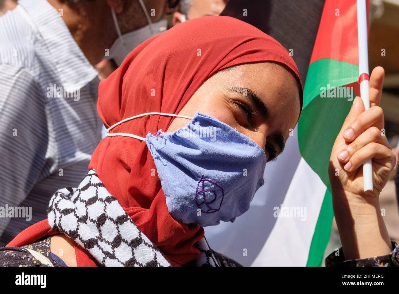 Mauro Scrobogna /LaPresse June 27, 2020&#xa0; Rom, Italien Nachrichten Palästina-Solidaritätsdemonstration im Bild: Moment des Protests gegen die Politik der Annexion palästinensischer Gebiete durch den Staat Israel Stockfoto