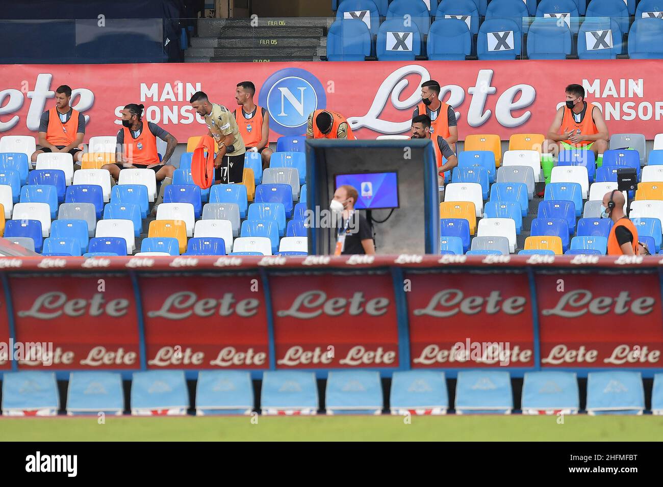 Cafaro/LaPresse 28. Juni 2020 Neapel, Italien Sportfußball Napoli vs Spal - Italienische Fußballmeisterschaft League A Tim 2019/2020 - San Paolo Stadion. Im Bild: Team Spal Stockfoto