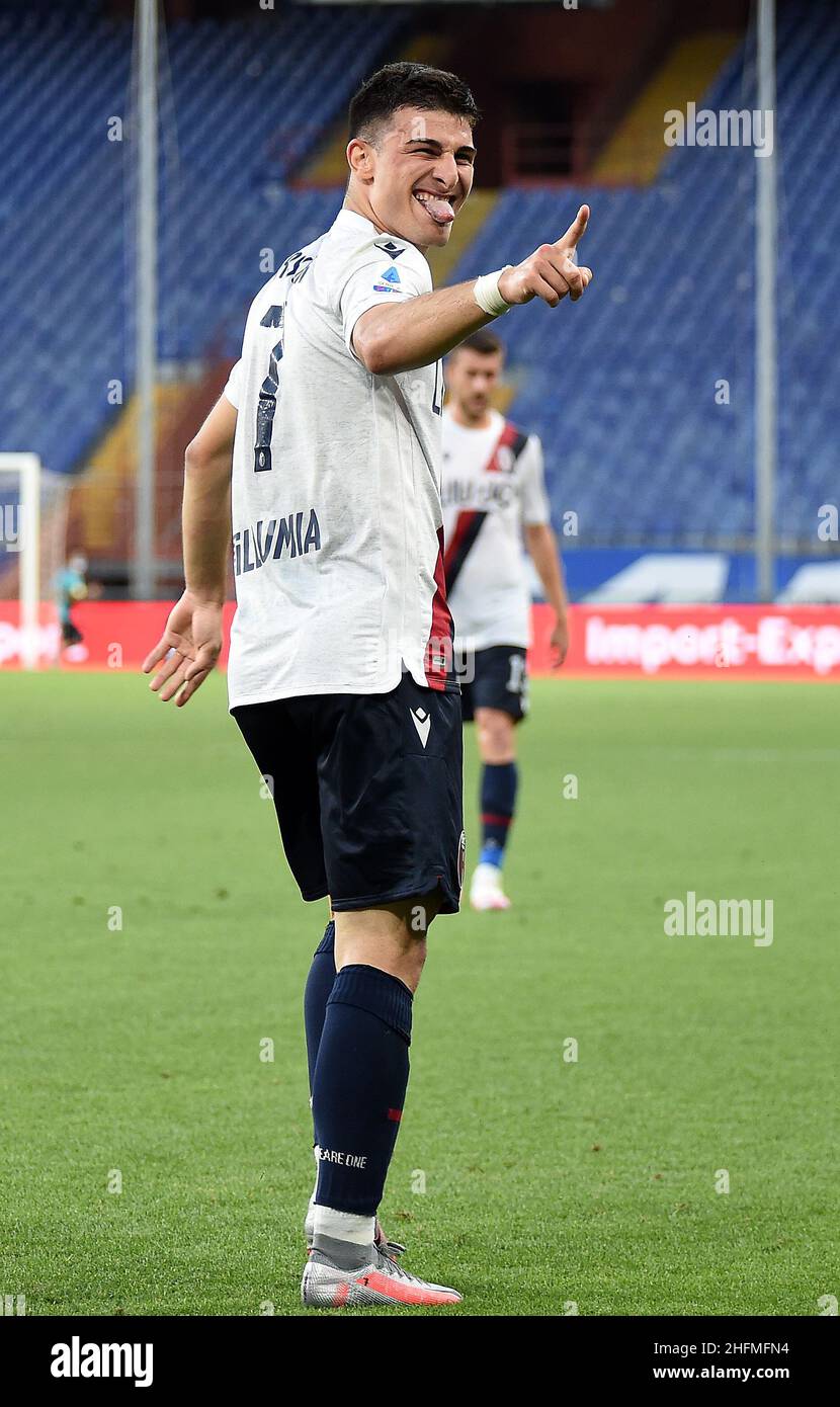 LaPresse - Tano Pecoraro 28 Juni 2020 Stadt Genua - (Italien) Sport Soccer Sampdoria vs Bologna Italienische Fußball-Meisterschaft Liga A Tim 2019/2020 - "Luigi Ferraris" Stadion auf dem Bild: Orsolini riccardo esulta dopo il gol del 0-2 Stockfoto