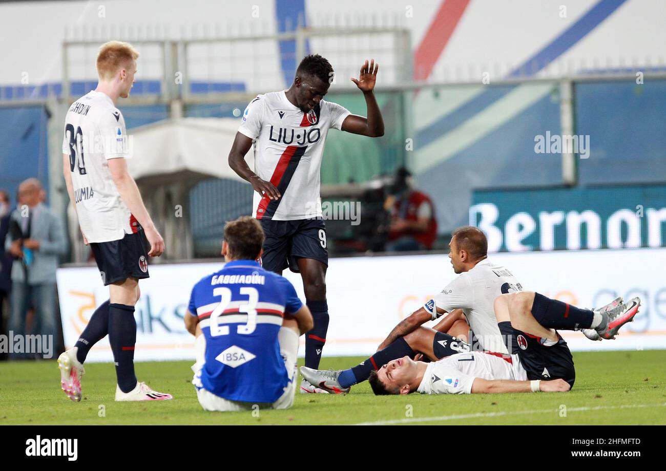 LaPresse - Tano Pecoraro 28 Juni 2020 Stadt Genua - (Italien) Sport Soccer Sampdoria vs Bologna Italienische Fußball-Meisterschaft Liga A Tim 2019/2020 - "Luigi Ferraris" Stadion im Bild: bologna Spieler Abschlussfeier Stockfoto