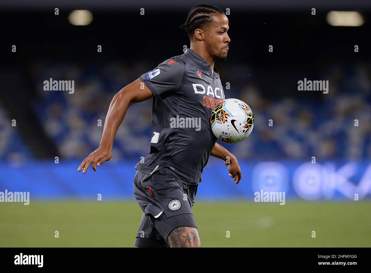 Cafaro/LaPresse 19. Juli 2020 Neapel, Italien Sportfußball Napoli vs Udinese - Italienische Fußballmeisterschaft League A Tim 2019/2020 - San Paolo Stadion. Im Bild: William Paul Ekong (Udinese Calcio). Stockfoto