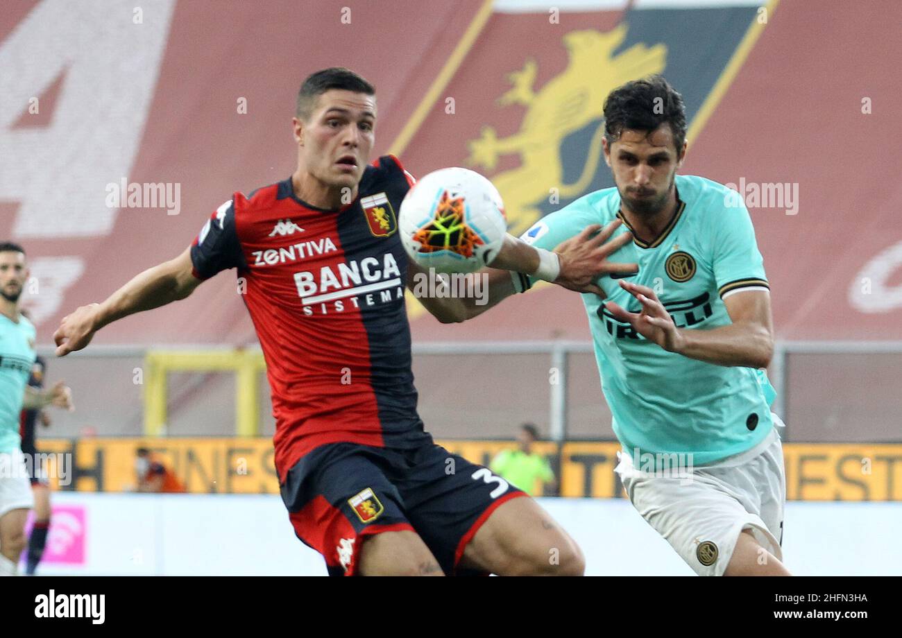 LaPresse - Tano Pecoraro 25 Juli 2020 Stadt Genua - (Italien) Sport Soccer Genua vs Inter Italienische Fußball-Meisterschaft Liga A Tim 2019/2020 - "Luigi Ferraris" Stadion auf dem Bild: favilli andrea, ranocchia andrea Stockfoto