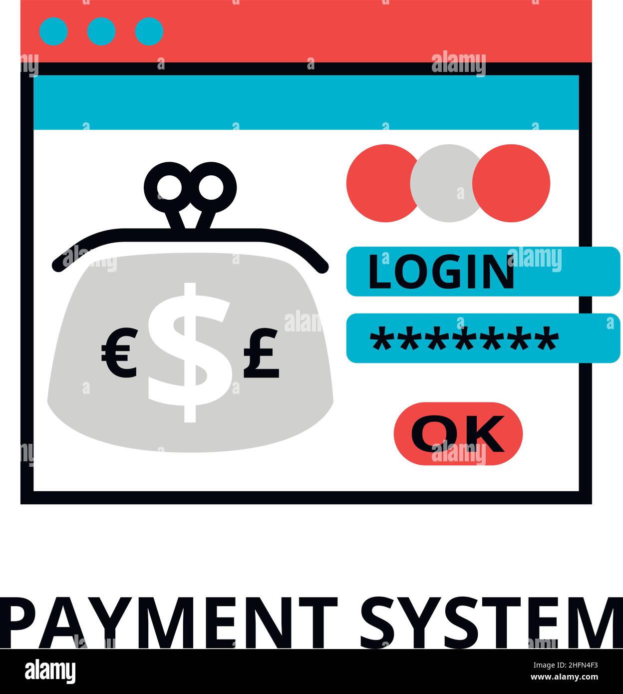 Moderne flach editierbare Linie Design Vektor Illustration, Konzept des Zahlungssystems Symbol, für Grafik-und Web-Design Stock Vektor