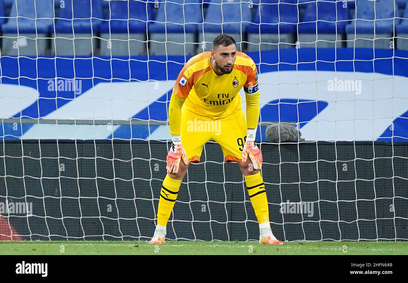 LaPresse - Spada 29. Juli 2020 Genua ( Italien ) Sport Soccer A.C. Mailand- Saison 2019-2020 - Serie A Sampdoria vs AC Mailand im Bild : Gianluigi Donnarumma Stockfoto