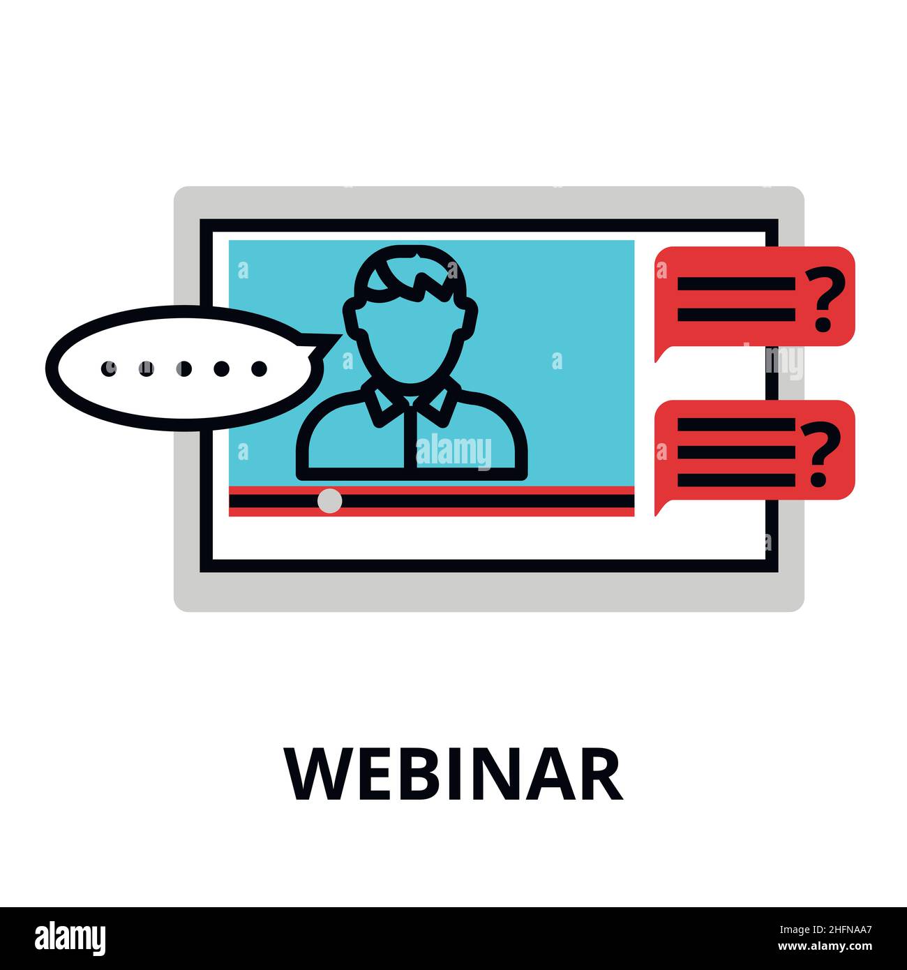 Webinar-Symbol, flache Vektorgrafik mit dünnen Linien, für Grafik- und Webdesign Stock Vektor Webinar-Symbol, flache Vektorgrafik mit dünnen Linien, für Grafik- und Webdesign Stock Vektor
