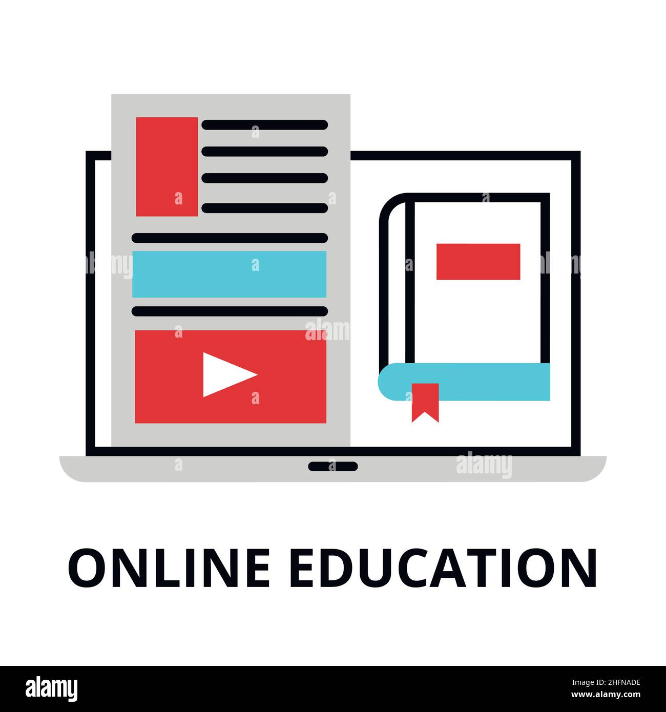 Online-Bildung Symbol, flache dünne Linie Vektor-Illustration, für Grafik-und Web-Design Stock Vektor Online-Bildung Symbol, flache dünne Linie Vektor-Illustration, für Grafik-und Web-Design Stock Vektor