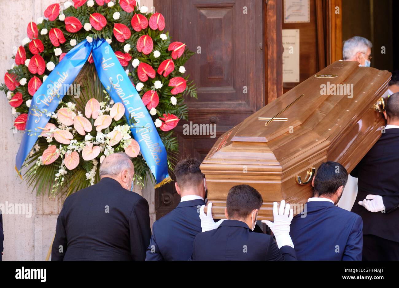 Mauro Scrobogna /LaPresse 07. August 2020&#xa0; Rom, Italien Nachrichten Beerdigung Sergio Zavoli auf dem Foto: Kirche San Salvatore in Lauro, Trauerfeier des Senators und Rai-Journalisten Sergio Zavoli, Stockfoto
