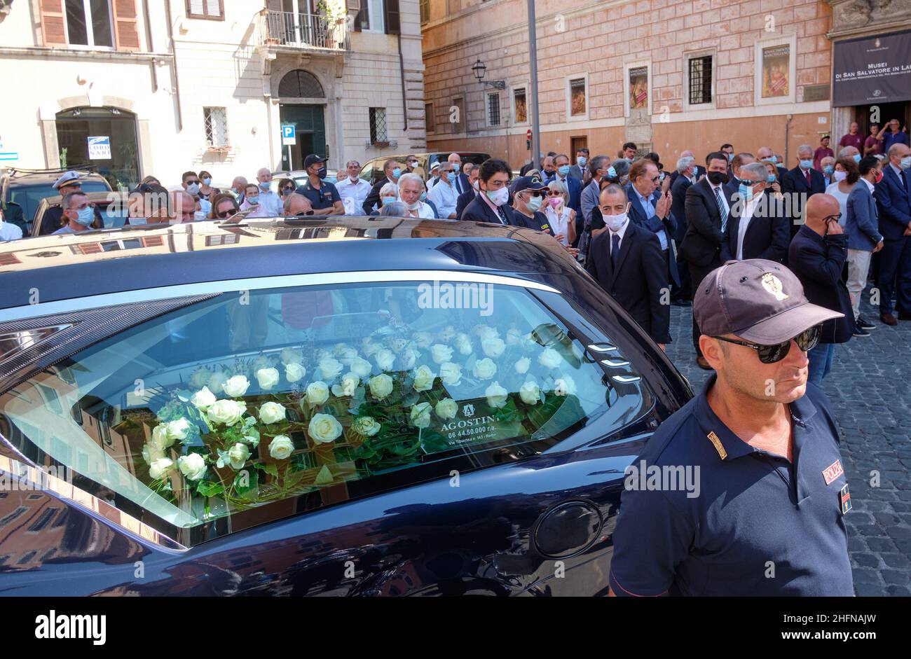 Mauro Scrobogna /LaPresse 07. August 2020&#xa0; Rom, Italien Nachrichten Beerdigung Sergio Zavoli auf dem Foto: Kirche San Salvatore in Lauro, Trauerfeier des Senators und Rai-Journalisten Sergio Zavoli, Stockfoto