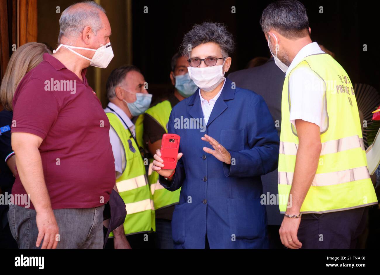 Mauro Scrobogna /LaPresse August 07, 2020&#xa0; Rom, Italien Nachrichten Beerdigung Sergio Zavoli auf dem Foto: Kirche San Salvatore in Lauro, Trauerfeier des Senators und Rai-Journalisten Sergio Zavoli, der Tochter Valentina Zavoli Stockfoto