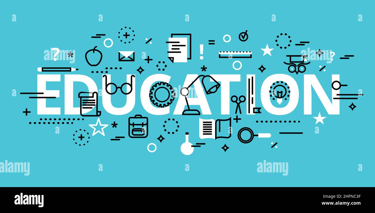 Moderne flache dünne Linie Design Vektor Illustration, Bildungskonzept, für Grafik-und Web-Design Stock Vektor Moderne flache dünne Linie Design Vektor Illustration, Bildungskonzept, für Grafik-und Web-Design Stock Vektor