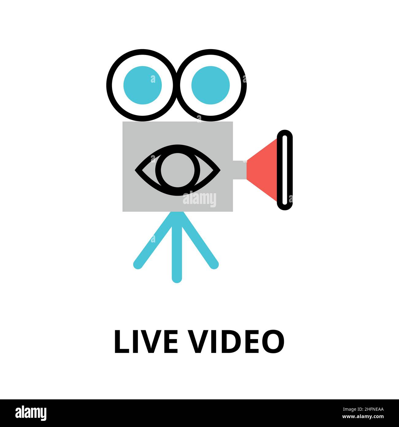 Moderne flache dünne Linie Design Vektor Illustration, Konzept von Live-Video, für Grafik-und Web-Design Stock Vektor