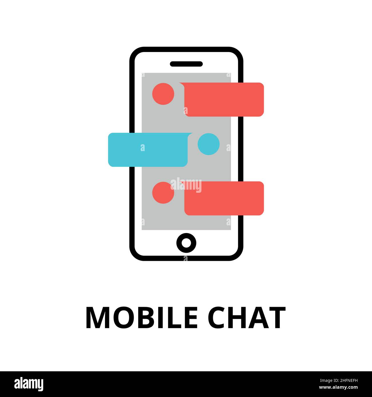 Moderne flach editierbare Linie Design Vektor Illustration, Symbol des mobilen Chat-Konzept, für Grafik-und Web-Design Stock Vektor