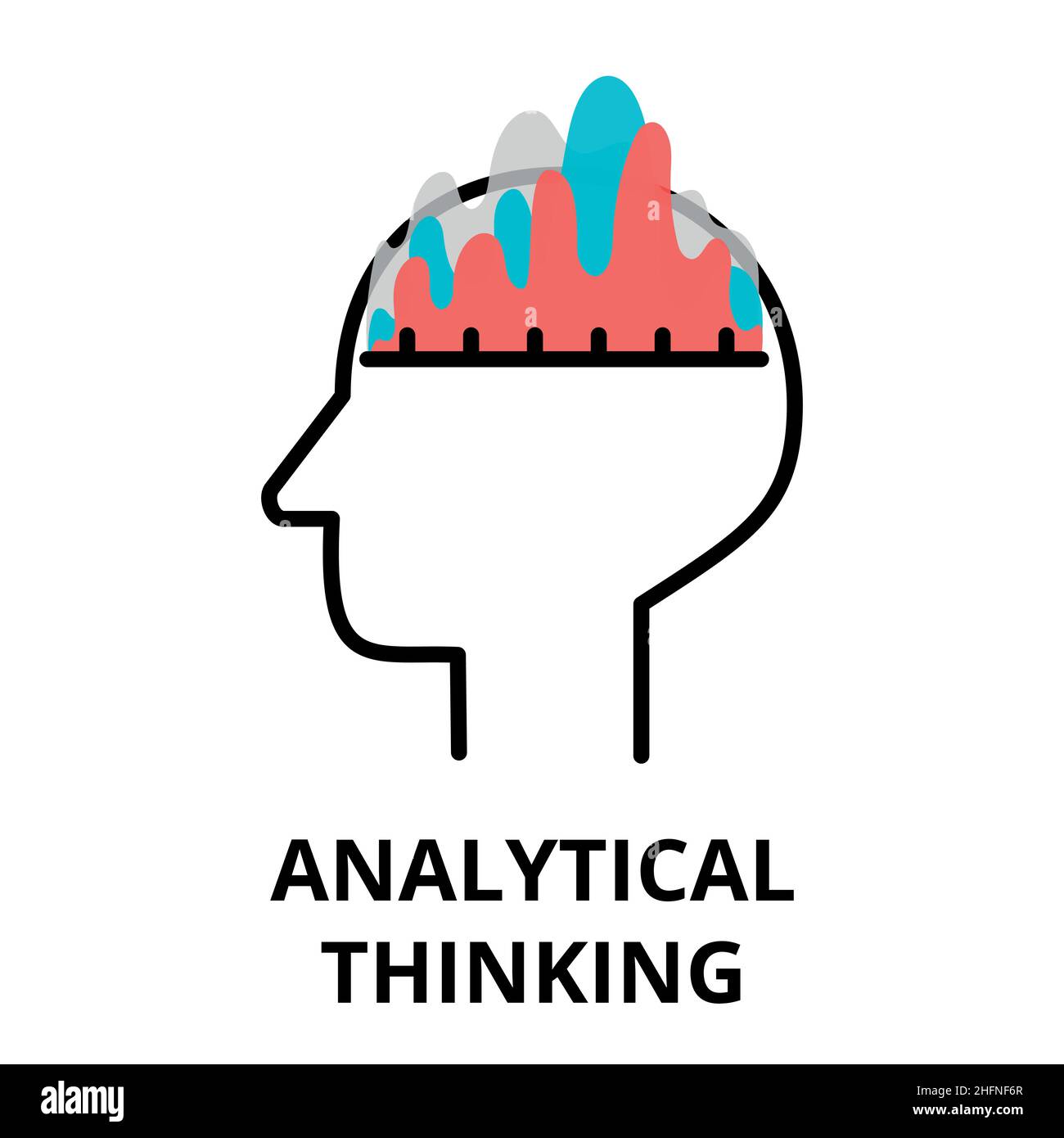 Symbol für analytisches Denken, flache Vektorgrafik mit dünnen Linien, für Grafik- und Webdesign Stock Vektor