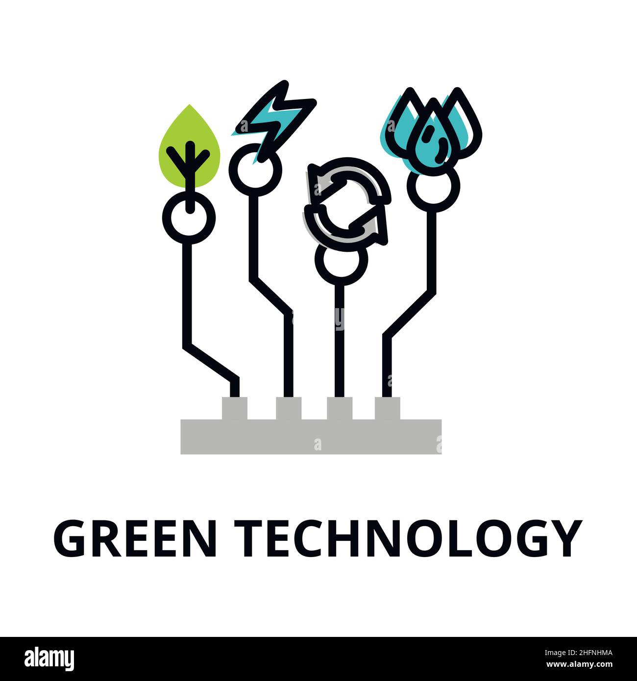 Moderne flache Linie Design-Ikone, Konzept der grünen Technologie, Technologien der Zukunft für Grafik-und Web-Design Stock Vektor