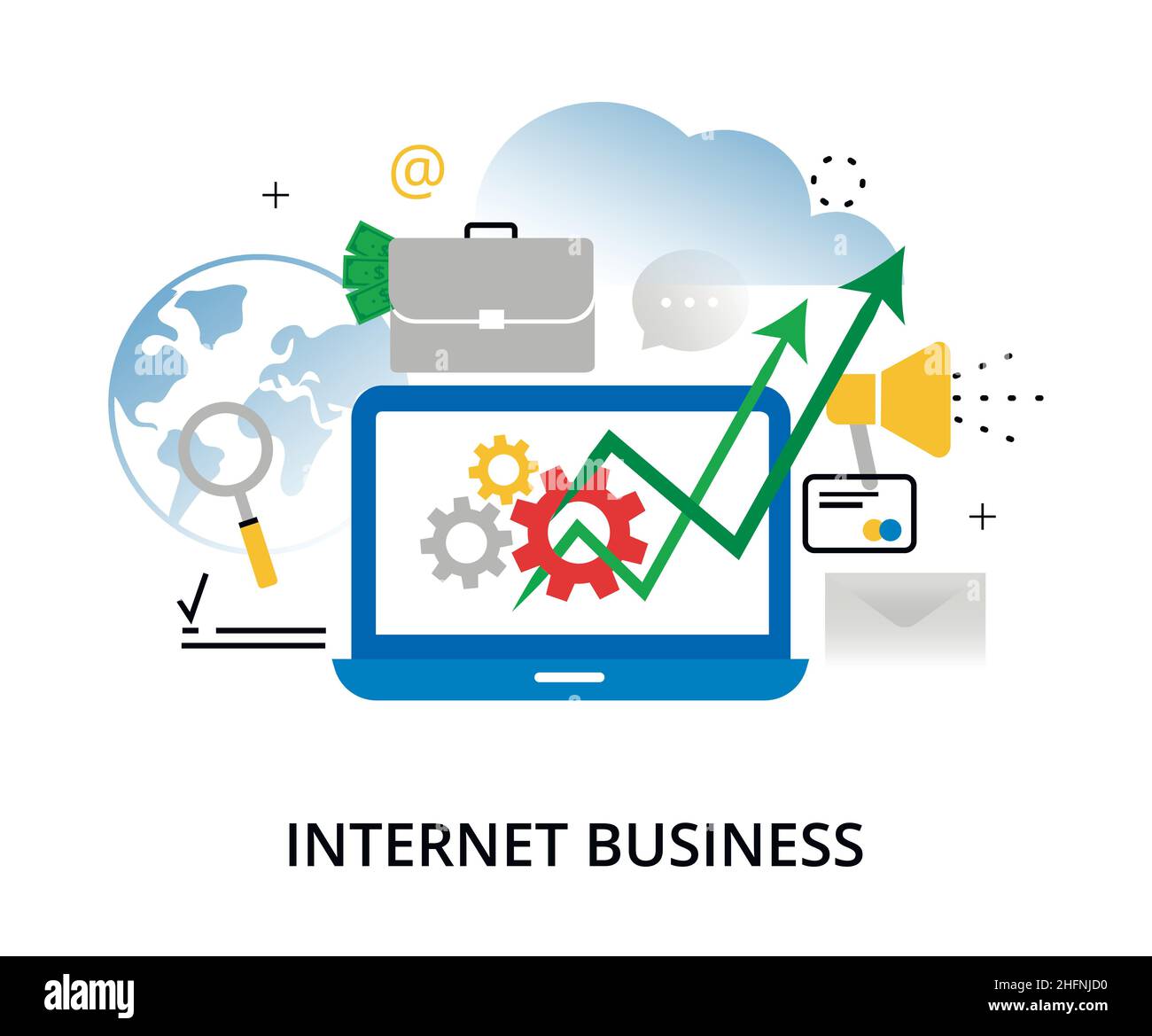 Moderne flache dünne Linie Design Vektor Illustration, Infografik Konzept des Internet-Geschäft, Online-Zahlungen und Käufe für Grafik-und Web-Design Stock Vektor