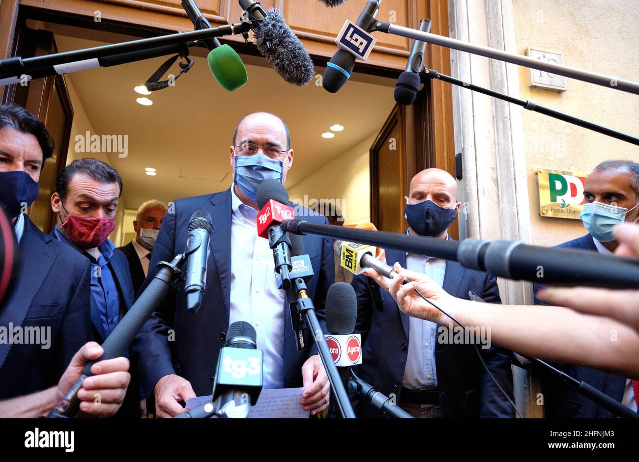 Mauro Scrobogna /LaPresse 07. September 2020&#xa0; Rom, Italien Politik PD - nationales Sekretariat auf dem Foto: PD-Sekretärin Nicola Zingaretti am Ende des nationalen Sekretariats der Partei Stockfoto