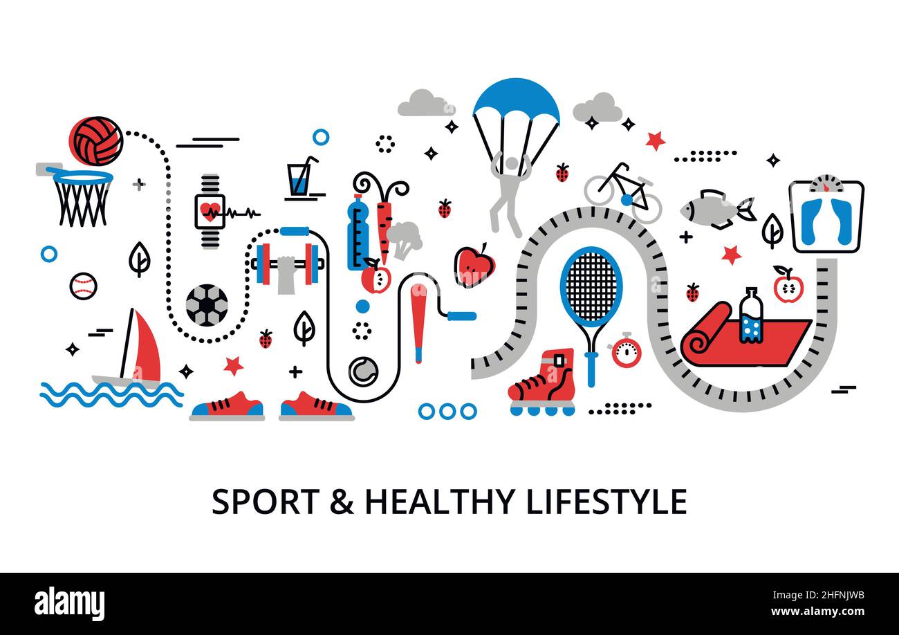 Moderne flach editierbare Linie Design Vektor Illustration, Konzept von Sport und gesunden Lebensstil - Gesundheitswesen, für Grafik-und Web-Design Stock Vektor