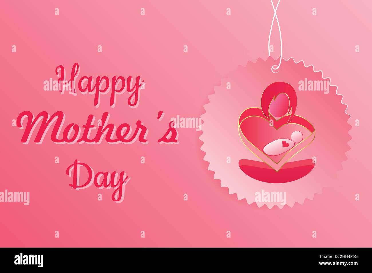 Glückwunschkarte mit Poster-Flyer-Einladung zum Muttertag mit Aufklebern, Etikett und Abzeichen. Muttertag, Muttertag, Mutter kuscheln Baby Vektor Stock Vektor