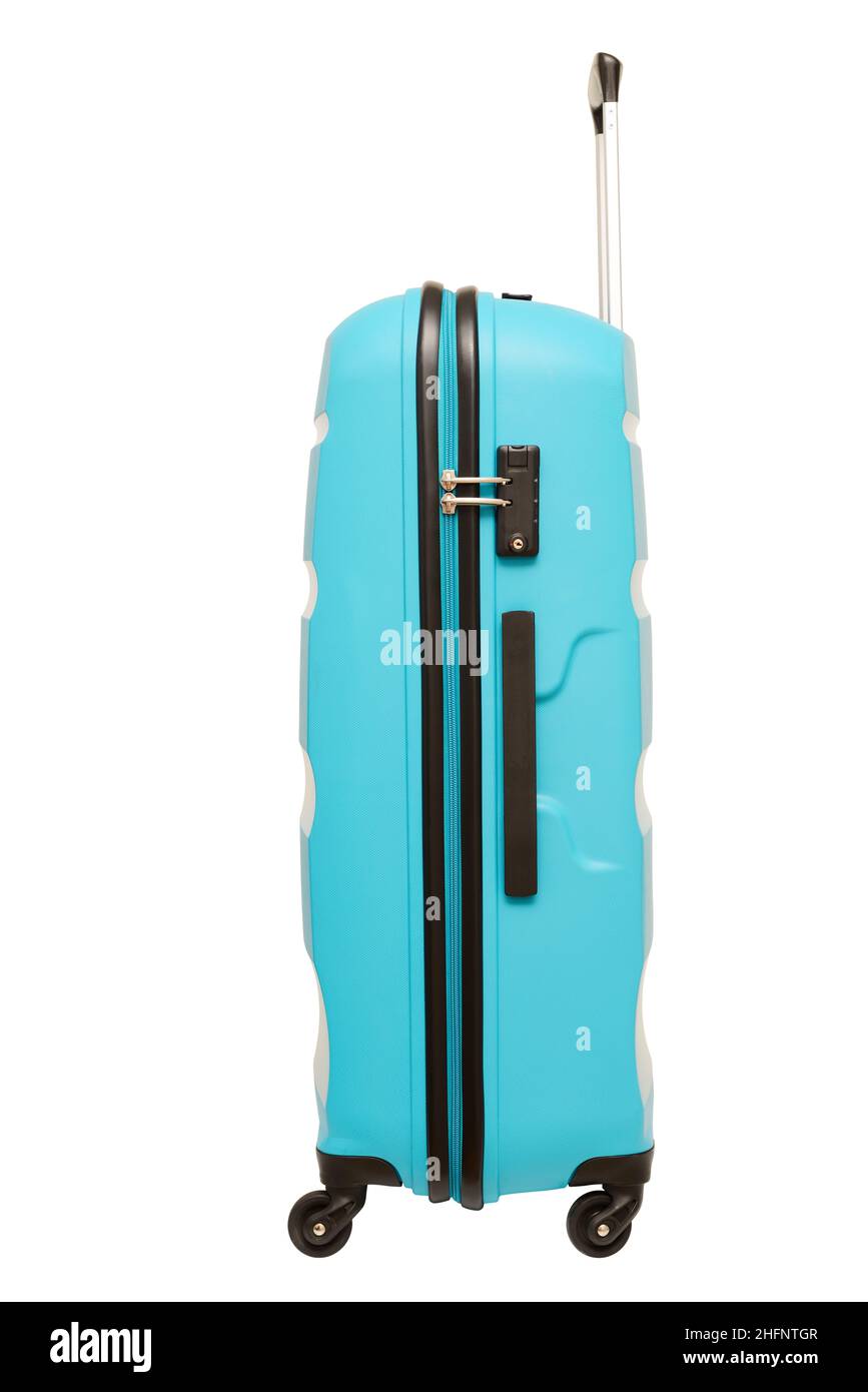 Koffer vor weißem Hintergrund Stockfoto