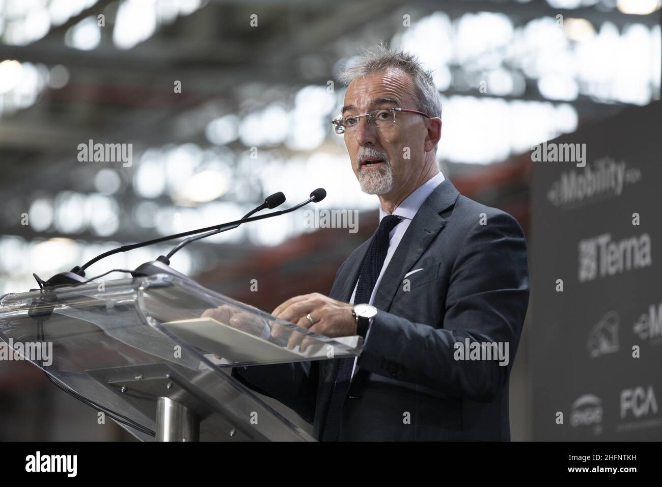 LaPresse/Andrea Alfano 14. September 2020 Turin (Italien) Automotive FCA Vehicle-to-Grid im Bild: Pietro Gorlier COO FCA Stockfoto