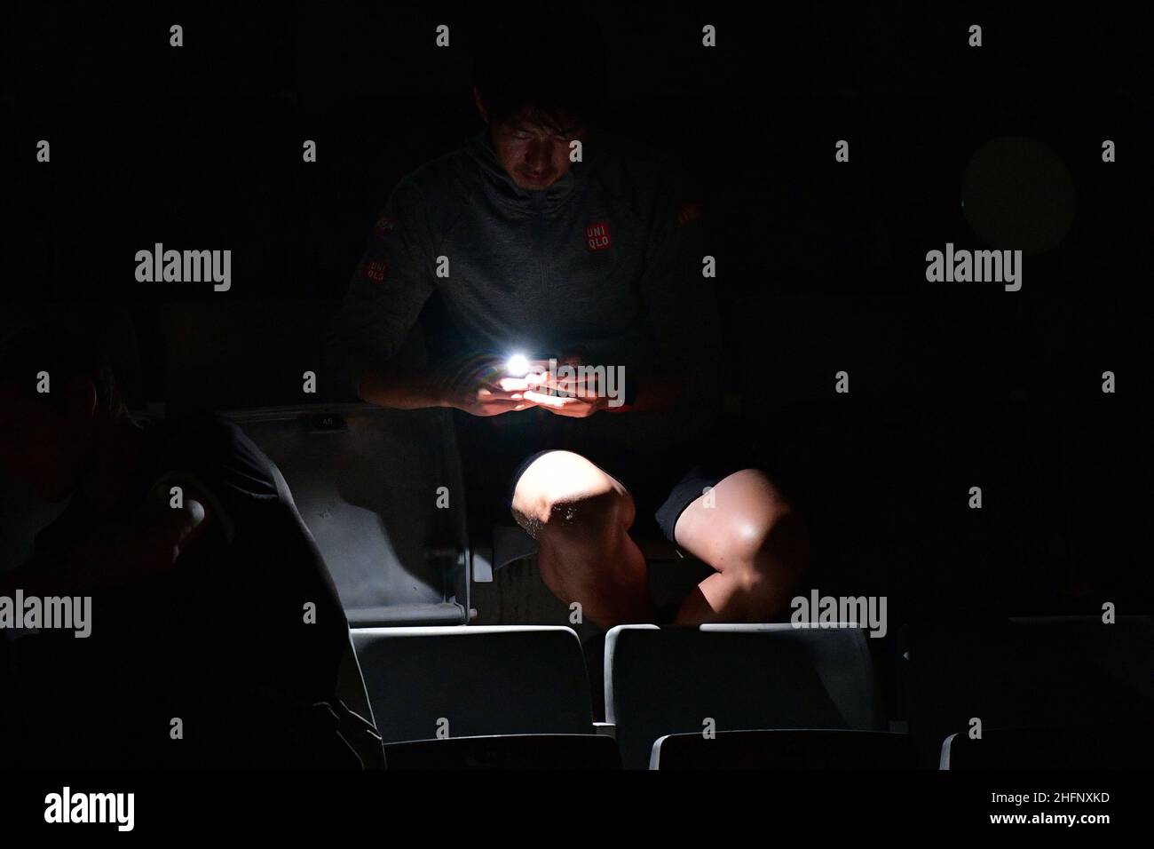 Alfredo Falcone - LaPresse 17/09/2020 Roma (Italien) Sport Tennis Lorenzo Musetti (ITA) vs Kei Nishikori (JPN) Internazionali BNL d'Italia 2020 im Bild:der Moment des Blackouts im zentralen Stadion Stockfoto