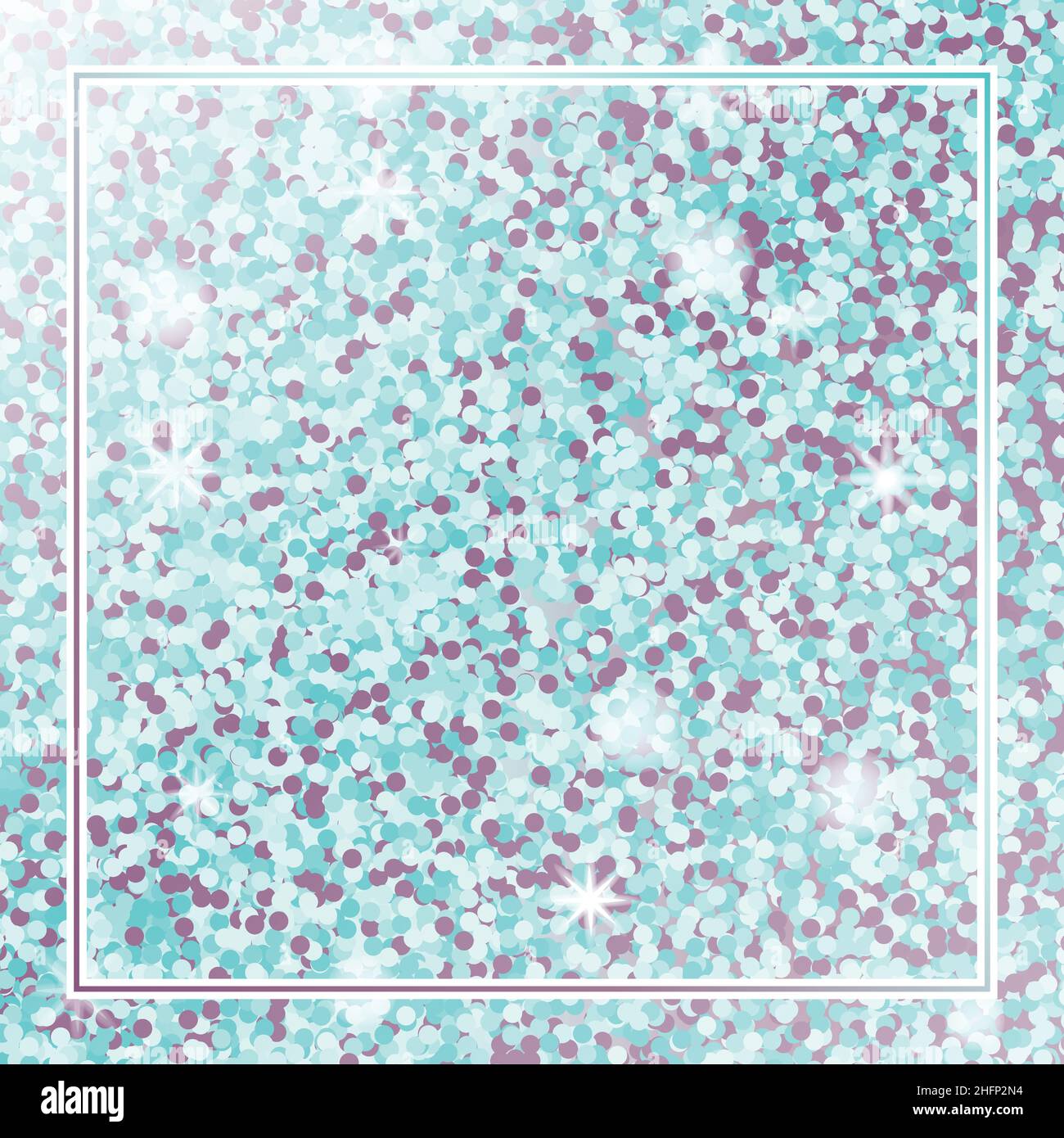 Blaue Glitzer Textur quadratischen Hintergrund Vorlage mit Glitzer Stock Vektor