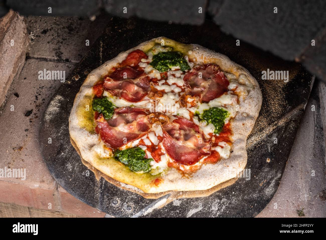 Holzofen Pizza Pizza Ofen Stockfoto
