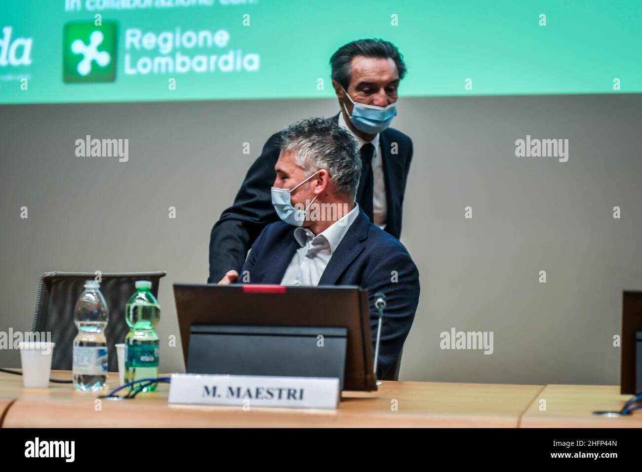 Claudio Furlan - LaPresse 28. September 2020 Mailand (Italien) Patient 1 von Codogno Mattia Maestri nimmt an der Vortragskonferenz des Nationalkongresses 'Diagnostische und therapeutische Adhärenz in der Covid-19-Ära' und der Verleihung von 'Frauen und Covid-19' Teil Stockfoto