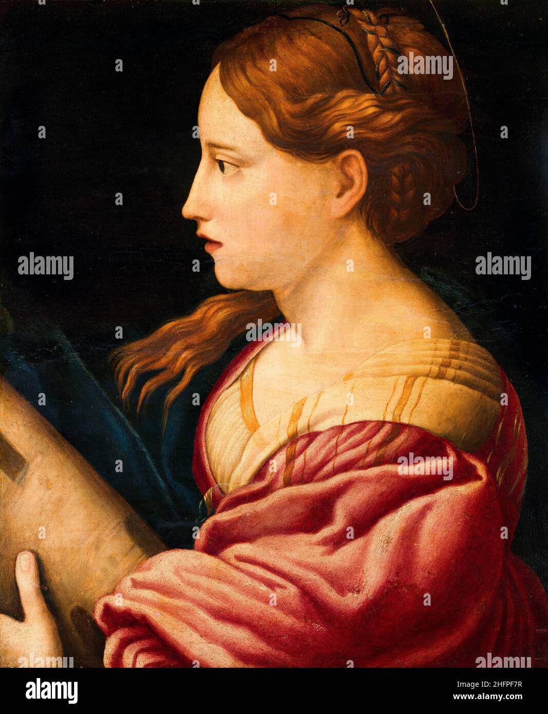 Parmigianino. Heilige Barbara des italienischen manieristischen Malers Girolamo Francesco Maria Mazzola (1503-1540), Öl auf Tafel Stockfoto