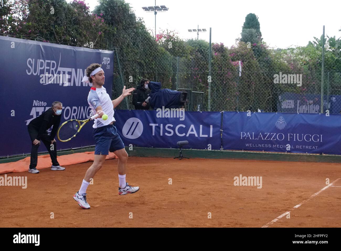 Alessandro Tocco/LaPresse 13. Oktober 2020 Santa Margherita di Pula, Cagliari (Italien) Sport Tennis Tennis, Forte Village Sardegna im Bild geöffnet:Marco Cecchinato Stockfoto