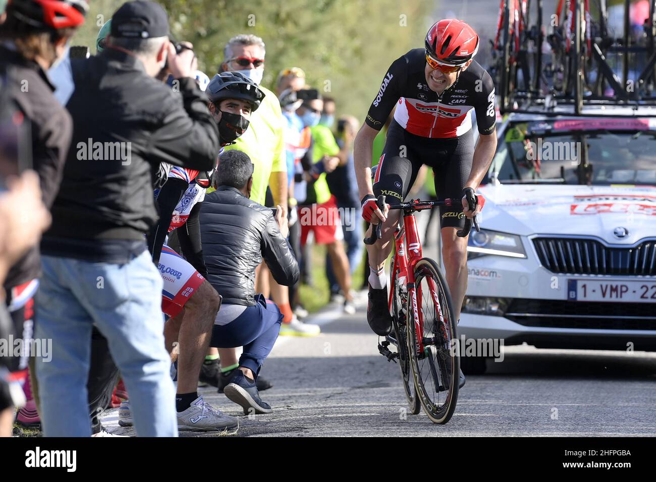 Fabio Ferrari/LaPresse 14. Oktober 2020 Italien Sport Radfahren Giro d'Italia 2020 - Ausgabe 103th - Etappe 11 - von Porto Sant'Elpidio nach Rimini im Bild: Während des Rennens - ARMEE Sander LOTTO SOUDAL Stockfoto
