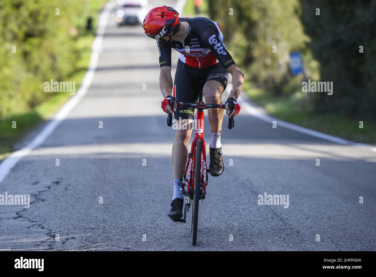 Fabio Ferrari/LaPresse 14. Oktober 2020 Italien Sport Radfahren Giro d'Italia 2020 - Ausgabe 103th - Etappe 11 - von Porto Sant'Elpidio nach Rimini im Bild: Während des Rennens - ARMEE Sander LOTTO SOUDAL Stockfoto