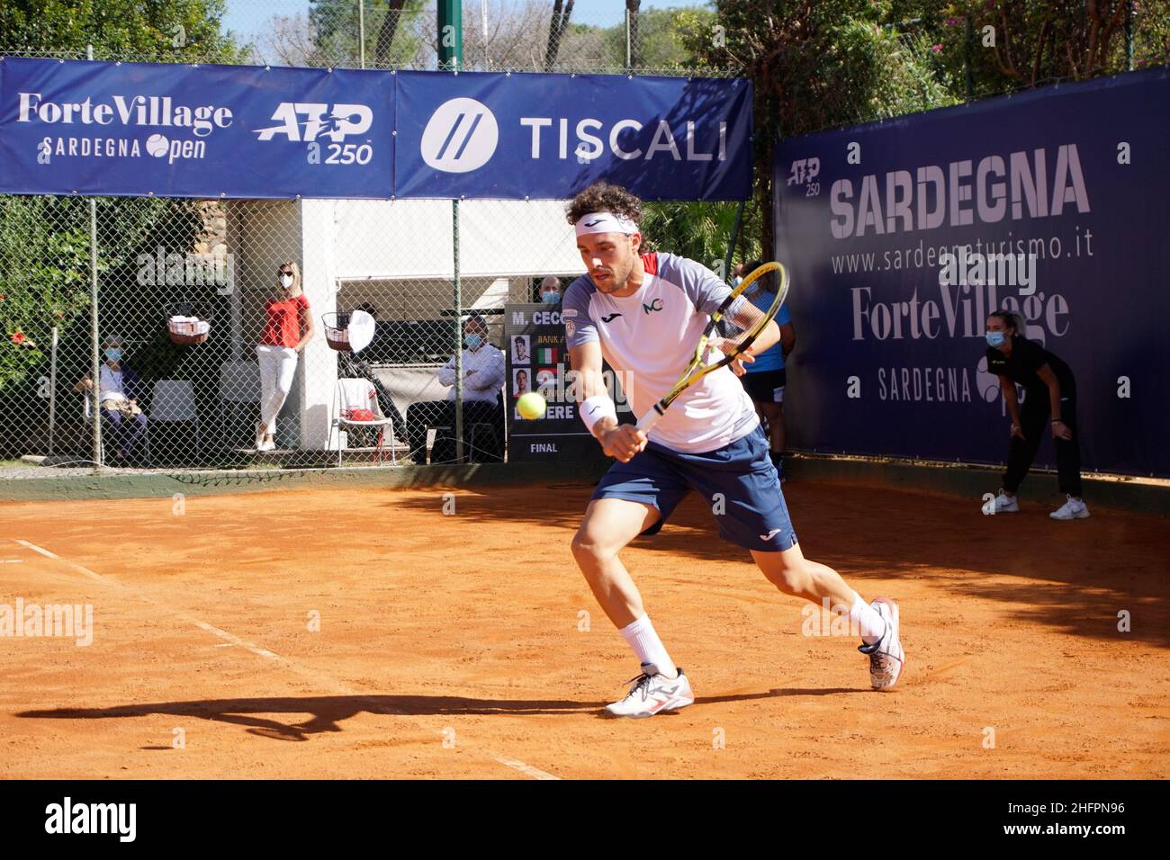 Alessandro Tocco/LaPresse 18. Oktober 2020 Santa Margherita di Pula, Cagliari (Italien) Sport Tennis Tennis, Forte Village Sardegna im Bild geöffnet:Marco Cecchinato Stockfoto