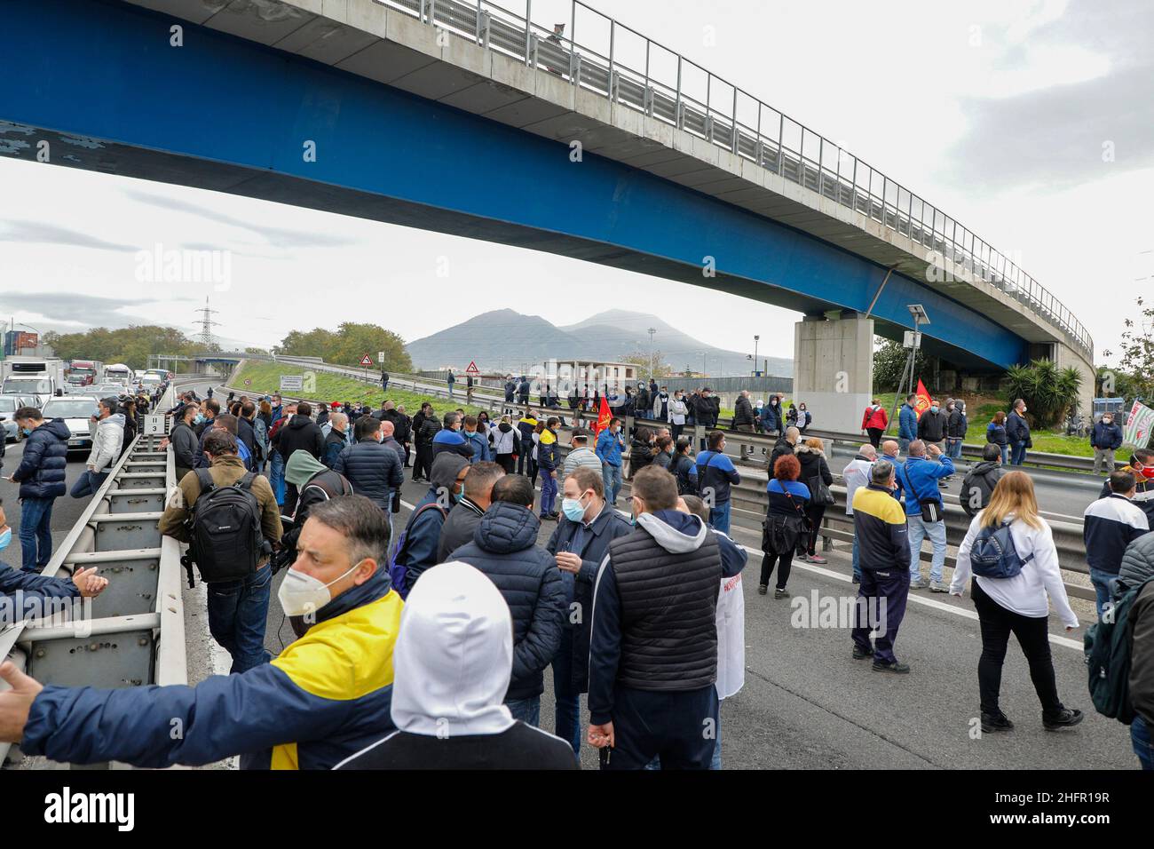 Fabio Sasso/LaPresse 28. Oktober 2020 Naples, Itay News Whirlpool stellt Produktion im Werk Neapel ein 31. Okt auf dem Bild: Arbeiterprotest Stockfoto