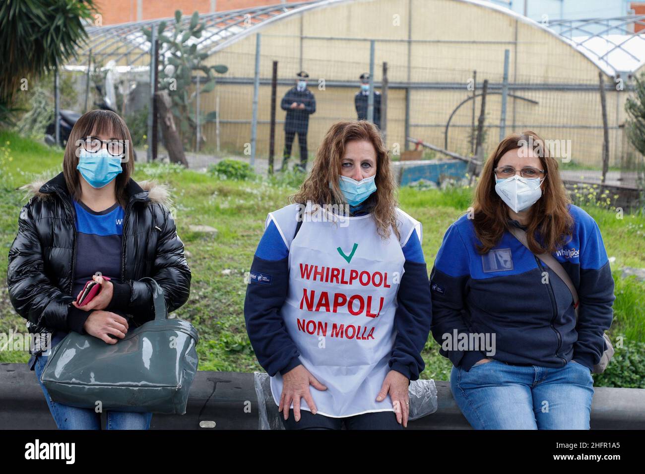 Fabio Sasso/LaPresse 28. Oktober 2020 Naples, Itay News Whirlpool stellt Produktion im Werk Neapel ein 31. Okt auf dem Bild: Arbeiterprotest Stockfoto