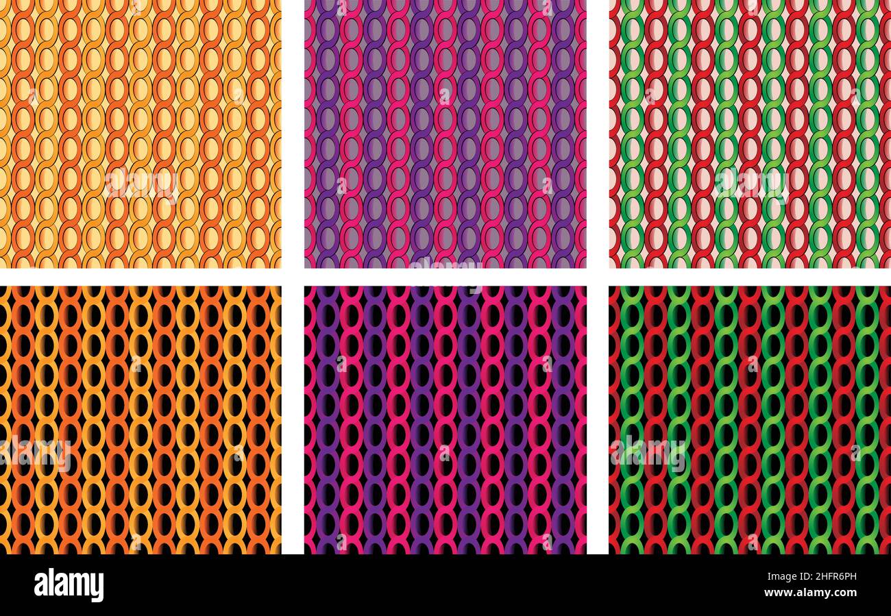 Kette wie nahtlose abstrakte und geometrische Skizze und 3D Muster Stock Vektor