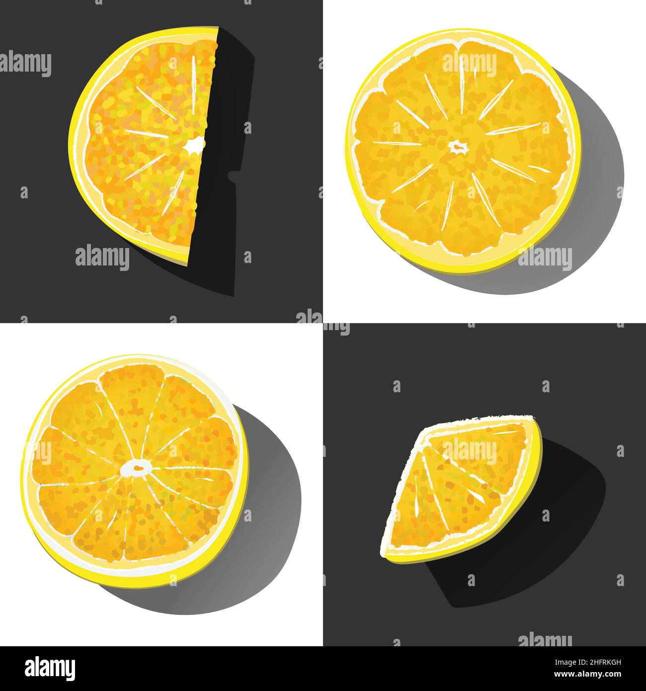 Orange Lemons Slice on Check kariert Konzept kreative Wiederholung Muster nahtlose Vektor Hintergrund Illustration Sommer Thema Stock Vektor