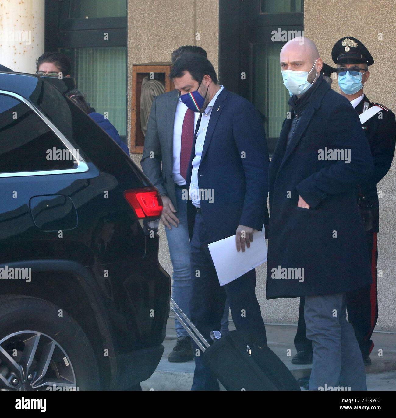 Foto Davide Anastasi/LaPresse 12 dicembre 2020 Catania, Italia politica Caso Gregoretti: il Leader della Lega, Matteo Salvini, nell'aula Bunker del carcere Bicocca di Catania per l'udienza per la richiesta di rinvio a giudizio a suo carico. Nella foto: Matteo SalviniPhoto Davide Anastasi/LaPresse 12. dezember 2020 Catania, Italy News Matteo Salvini in Catania wegen der Anhörung des Rechtssache Gregoretti Stockfoto