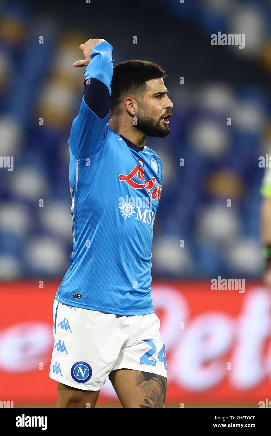 Alessandro Garofalo/LaPresse 13. Januar 2021 Neapel, Italien Sportfußball Napoli vs Empoli - Runde des italienischen Cup 2020/2021 16 - Diego Armando Maradona Stadion. Im Bild: Lorenzo Insigne Napoli Stockfoto