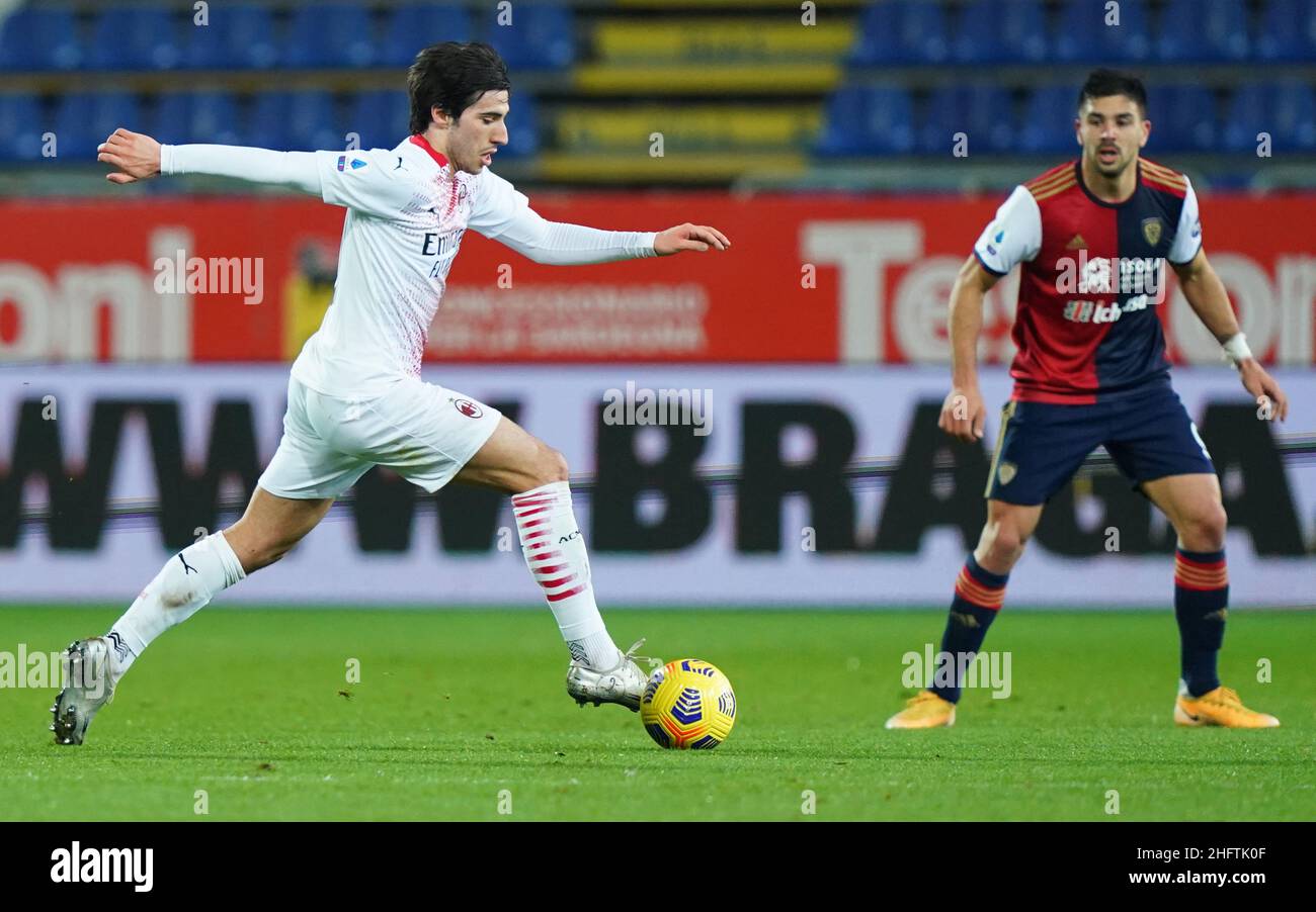 LaPresse - Spada Januar ,18 2021 Cagliari ( Italien ) Sport Soccer A.C. Mailand- Stagione 2020-2021 - Serie A Cagliari vs Mailand im Bild: Sandro Tonali Stockfoto