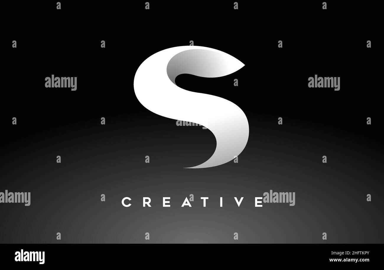 Elegantes S-Letter-Logo-Icon-Design. Weißer Buchstabe S Logo-Design mit minimalistischem kreativem Look und weichem Shaddow auf schwarzem Hintergrund Vektor Stock Vektor