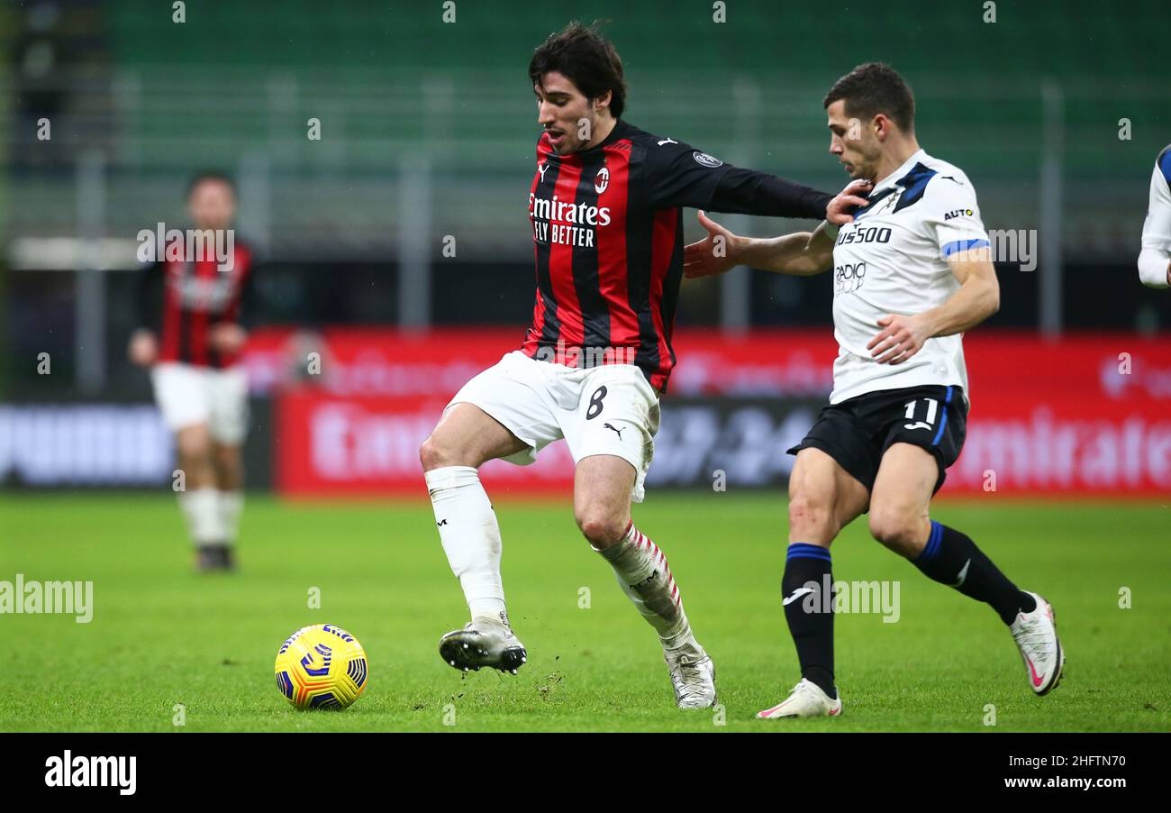 LaPresse - Spada 23 januar , 2020 Mailand ( Italien ) Sport Soccer A.C. Mailand- Stagione 2020-2021 - Serie A Mailand vs Atalanta im Bild: Sandro Tonali Stockfoto